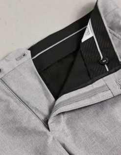 Selected Homme Cropped Smart Trousers In Light Grey For Men Light Grey Melange -Modish Mens Shop 201195179 4