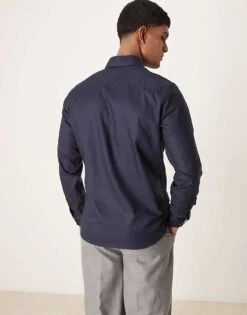 Selected Homme Slim Fit Easy Iron Smart Shirt In Navy For Men Navy Blazer -Modish Mens Shop 202684311 3