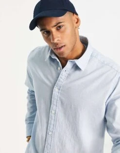 Selected Homme Long Sleeve Linen Shirt In Blue For Men Skyway