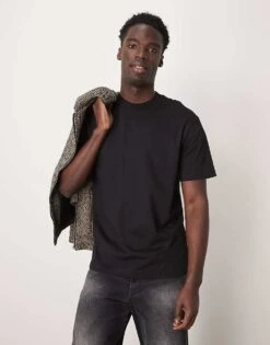 Selected Homme Oversized Heavyweight T-shirt In Black For Men