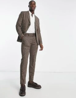 Selected Homme Slim Fit Wool Mix Suit Jacket In Brown Check For Men Brownie -Modish Mens Shop 203163503 4