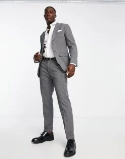 Selected Homme Slim Fit Suit Jacket In Grey Houndstooth For Men -Modish Mens Shop 203225796 4