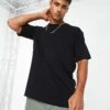 Selected Homme Oversized Heavy Weight T-shirt In Black For Men