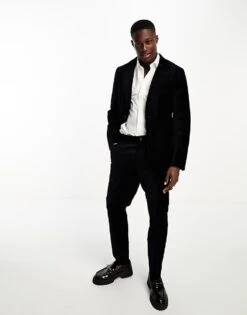 Selected Homme Slim Fit Suit Jacket In Navy Velvet For Men Navy Blazer -Modish Mens Shop 203730629 3