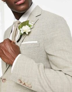 Selected Homme Linen Mix Suit Jacket In Beige For Men Sand -Modish Mens Shop 203878544 3