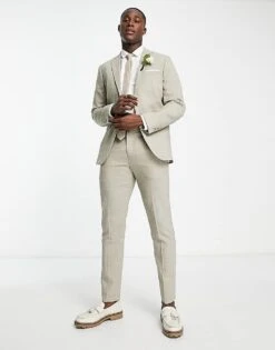 Selected Homme Linen Mix Suit Jacket In Beige For Men Sand -Modish Mens Shop 203878544 4