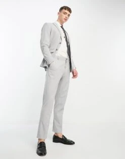 Selected Homme Slim Fit Suit Jacket In Light Grey For Men Grey Melange -Modish Mens Shop 203878938 4