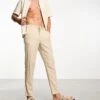 Selected Homme Slim Tapered Linen Mix Trouser In Beige For Men Incense
