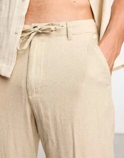 Selected Homme Slim Tapered Linen Mix Trouser In Beige For Men Incense -Modish Mens Shop 203879052 4