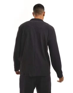 Selected Homme Relaxed Fit Plisse Suit Blazer In Black For Men Black -Modish Mens Shop 204656323 3