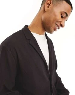 Selected Homme Relaxed Fit Plisse Suit Blazer In Black For Men Black -Modish Mens Shop 204656323 5