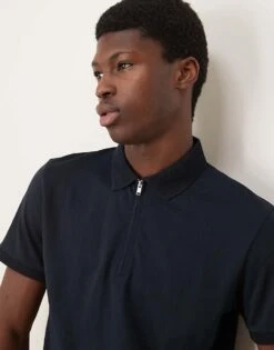 Selected Homme Half Zip Polo In Navy For Men Sky Captain -Modish Mens Shop 204764341 4