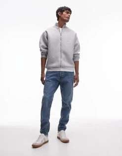 Selected Homme Slim Tapered Fit Jeans In Mid Blue Wash For Men Blue Denim