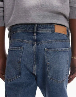 Selected Homme Slim Tapered Fit Jeans In Mid Blue Wash For Men Blue Denim -Modish Mens Shop 204764371 4