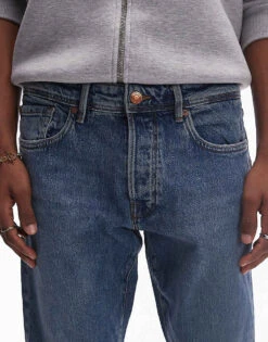 Selected Homme Slim Tapered Fit Jeans In Mid Blue Wash For Men Blue Denim -Modish Mens Shop 204764371 5