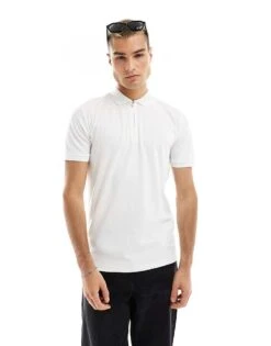Selected Homme Half Zip Polo In White For Men Cloud Dancer