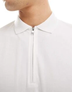 Selected Homme Half Zip Polo In White For Men Cloud Dancer -Modish Mens Shop 204764567 3