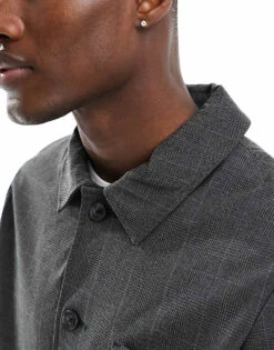 Selected Homme Hybrid Suit Jacket In Grey Check For Men Grey Melange -Modish Mens Shop 204764681 3