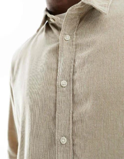 Selected Homme Cord Overshirt In Beige For Men Breen -Modish Mens Shop 204872974 4