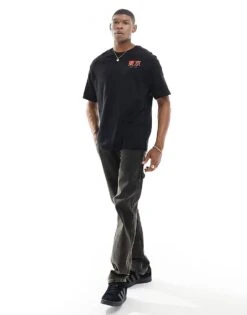 Selected Homme Oversized T-shirt With Koi Back Print In Black For Men -Modish Mens Shop 205664296 4