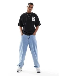 Selected Homme Super Oversized T-shirt With Balance And Harmony Back Print In Black For Men -Modish Mens Shop 205888154 3