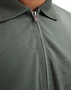 Selected Homme Half Zip Polo Shirt In Green For Men Agave Green -Modish Mens Shop 205918061 4