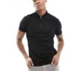 Selected Homme Half Zip Polo Shirt In Black For Men