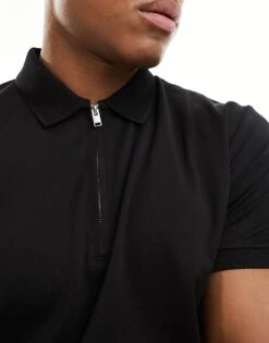 Selected Homme Half Zip Polo Shirt In Black For Men -Modish Mens Shop 205919143 4
