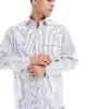 Selected Homme Oversized Poplin Shirt In Blue Stripe For Men Blue Single Stripe