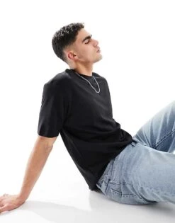 Selected Homme Oversized Boxy T-shirt In Black For Men -Modish Mens Shop 205924519 3