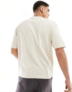 Selected Homme Oversized Boxy T-shirt In Beige For Men Oatmeal -Modish Mens Shop 205924871 4