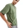 Selected Homme Oversized Heavy Weight T-shirt In Khaki For Men Four Leaf Clover