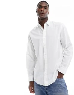 Selected Homme Long Sleeve Linen Mix Shirt In White For Men -Modish Mens Shop 205988168 1 white 1