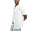 Selected Homme Short Sleeve Linen Mix Shirt In White For Men