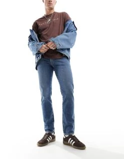 Selected Homme Slim Fit Jeans In Mid Wash For Men Blue Denim