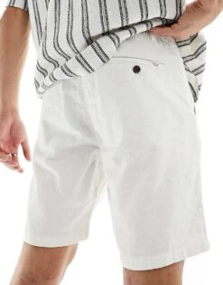 Selected Homme Linen Mix Shorts In White For Men Cloud Dancer -Modish Mens Shop 205988267 2
