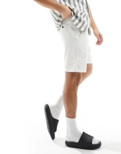 Selected Homme Linen Mix Shorts In White For Men Cloud Dancer -Modish Mens Shop 205988267 3