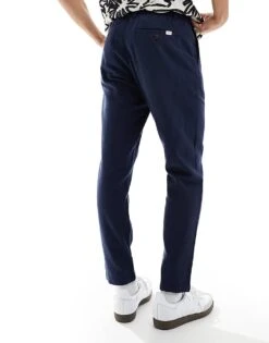 Selected Homme Slim Tapered Linen Mix Trouser In Navy For Men Dark Sapphire -Modish Mens Shop 205988305 3