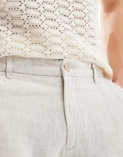 Selected Homme Slim Fit Linen Mix Suit Trouser In Beige For Men Pure Cashmere -Modish Mens Shop 205988334 5