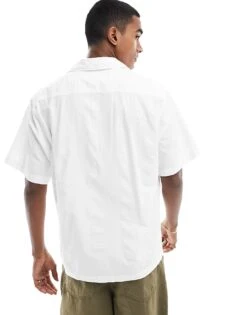 Selected Homme Boxy Oversized Revere Collar Seersucker Shirt In White For Men -Modish Mens Shop 206177340 4