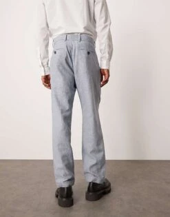 Selected Homme Linen Mix Suit Trouser In Blue For Men Light Blue -Modish Mens Shop 206186889 4