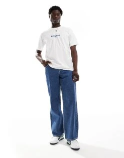 Selected Homme Oversized T-shirt With Front Chest Print In White For Men Egret -Modish Mens Shop 206187877 4