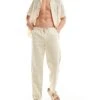 Selected Homme Linen Mix Loose Fit Trouser In Beige For Men Fog