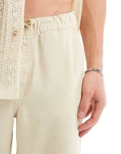 Selected Homme Linen Mix Loose Fit Trouser In Beige For Men Fog -Modish Mens Shop 206190041 4