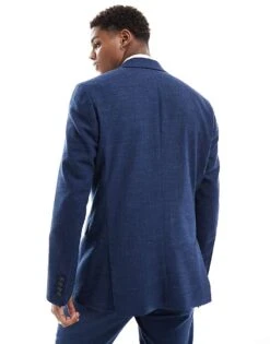 Selected Homme Linen Mix Slim Fit Suit Jacket In Dark Navy For Men -Modish Mens Shop 206198062 4