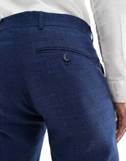 Selected Homme Linen Mix Slim Fit Suit Trousers In Dark Navy For Men -Modish Mens Shop 206198404 5