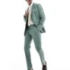 Selected Homme Linen Mix Slim Fit Suit Trousers In Green For Men Light Green Melange