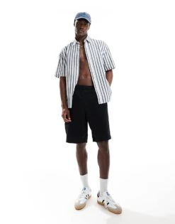 Selected Homme Oversized Linen Mix Shirt In Navy Stripe For Men Sky Captain -Modish Mens Shop 206209534 4