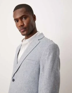 Selected Homme Linen Mix Suit Jacket In Blue For Men Light Blue -Modish Mens Shop 206209582 4