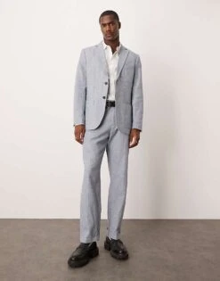 Selected Homme Linen Mix Suit Jacket In Blue For Men Light Blue -Modish Mens Shop 206209582 5